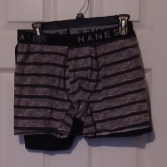 🍭🌺3 Hanes Men's Black and Gray Striped Boxer Briefs LARGE - Picture 7 of 7